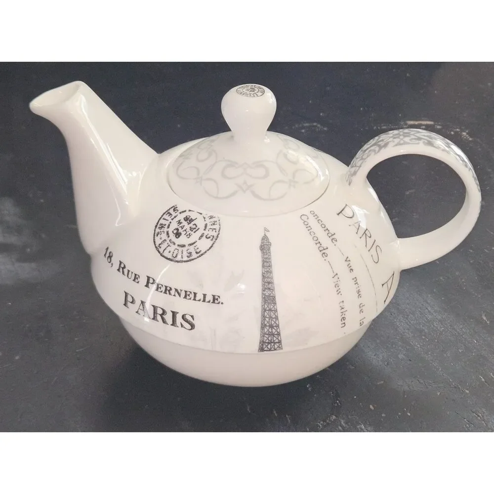 Paula Scaletta PPD Paris Postcard Bone China Teapot Eiffel Tower